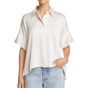 Alice + Olivia Edythn Short Sleeve Drapey Button-Up Shirt